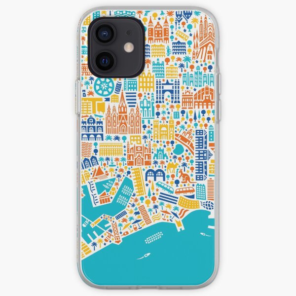 Barcelona City Cartel del mapa Funda blanda para iPhone