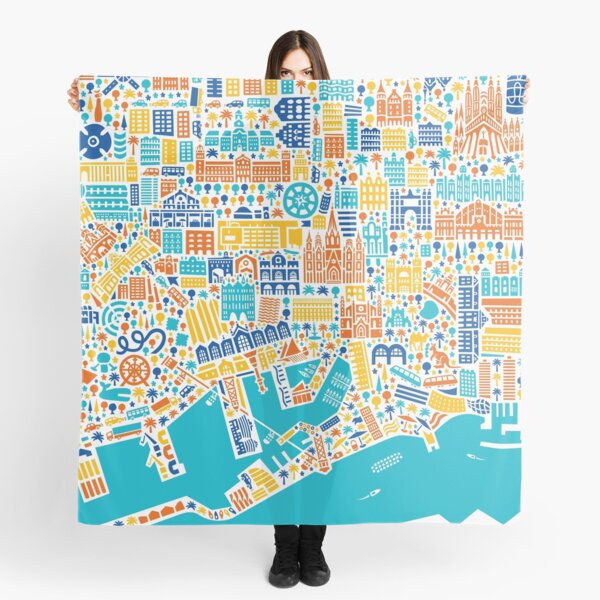 Barcelona City Map Poster Scarf