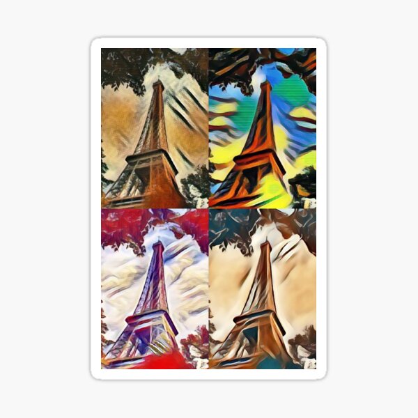 Eiffel Tower Modern Impressionist Times Four Sticker