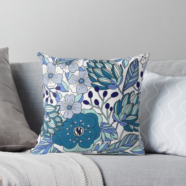 Item preview, Blue Floral designed and sold by ThrowPillows.