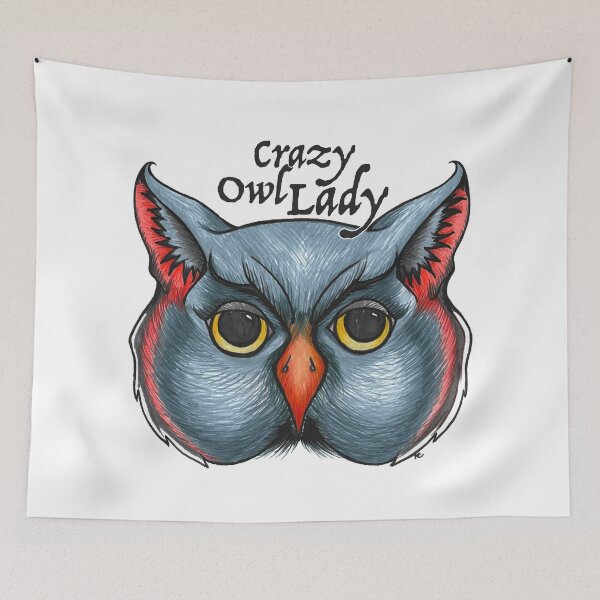 Item preview, Retro Owl Face - Crazy Owl Lady designed and sold by The White Bat.