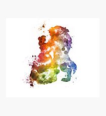 Beauty & The Beast Watercolour Design Photographic Print