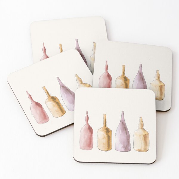Item preview, Four watercolor bottles illustration. Warm tones. designed and sold by PandaAvenue.