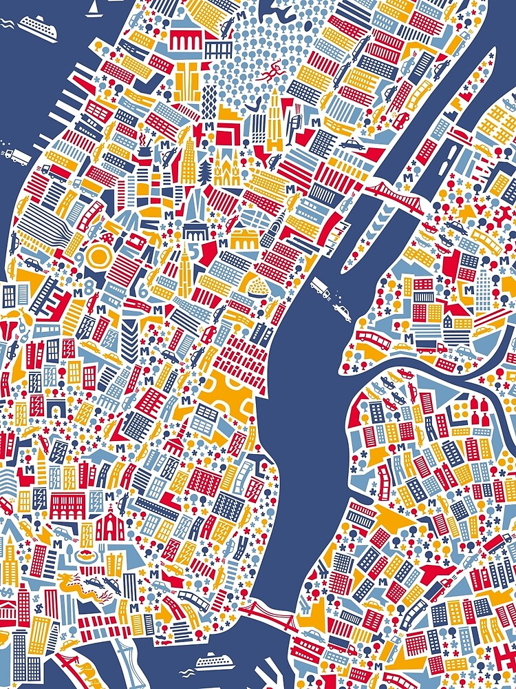 New York City Map Scarf. Manhattan Linen-Weave Pashmina