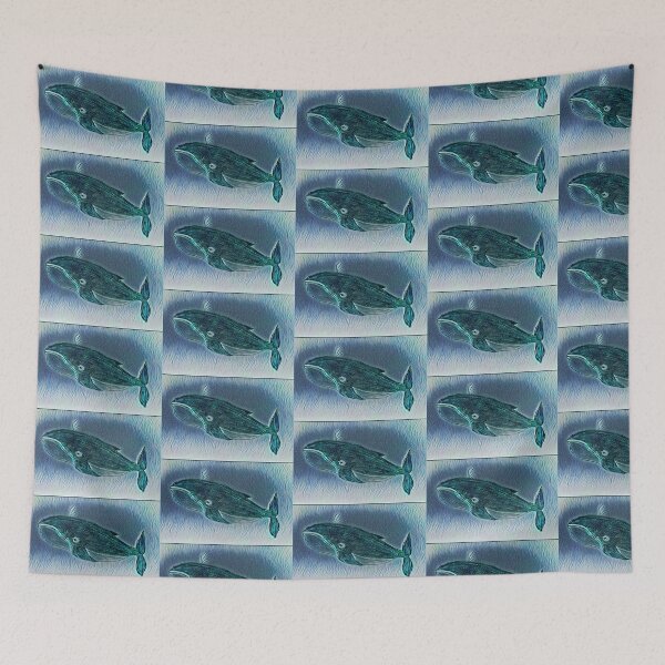Item preview, Blue-green artistic whale designed and sold by Pelikancrazy.