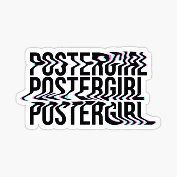 postergirl glitch effect - black font Sticker