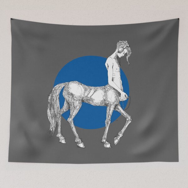 Item preview, Young centaur with headphones and mp3 player, blue designed and sold by Francesco Carli.