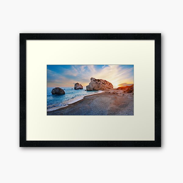 Aphrodite S Beach Stone Sunset Framed Art Print