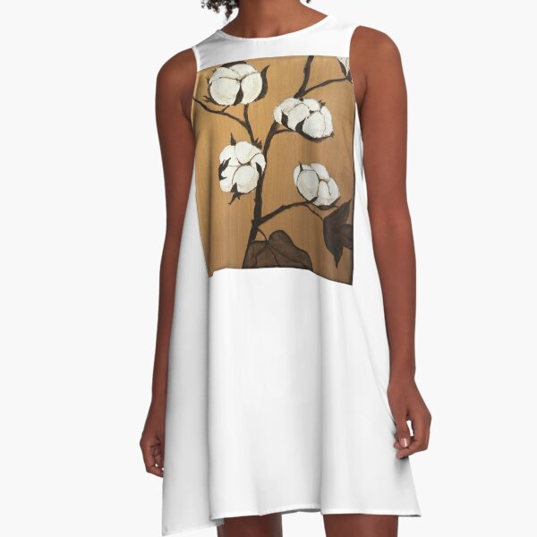 Cotton Flower Painting A-Line Dress