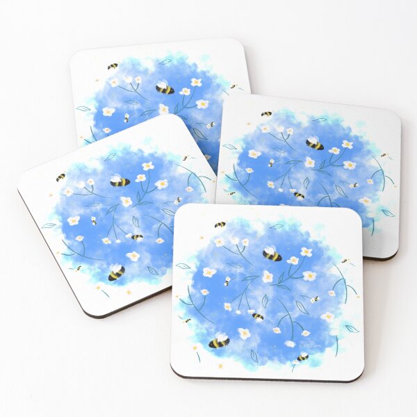 Item preview, Bee delighted, a cornflower blue spring and summer time illustration  designed and sold by MiniMoonArts.