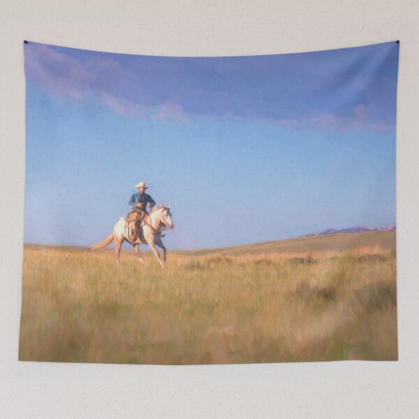 Item preview, Cowboy under blue montana sky  designed and sold by BerryvineImage.