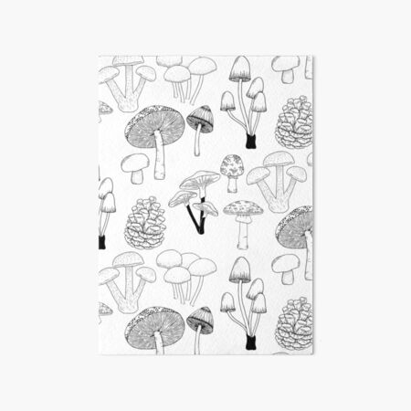 Black And White Mushroom Art Board Prints for Sale