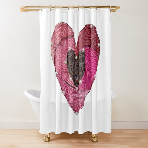 Paper Quilling Heart Shower Curtain