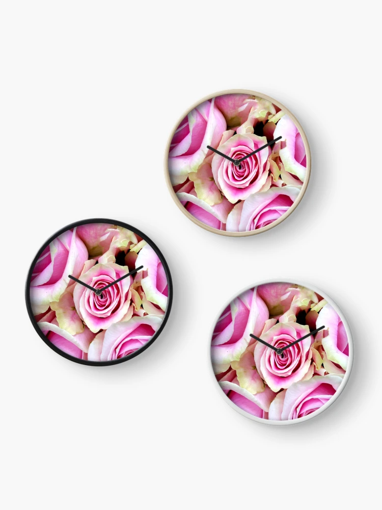 Thumbnail 3 of 4, Clock, Pink Roses designed and sold by SarahEmilyArt.