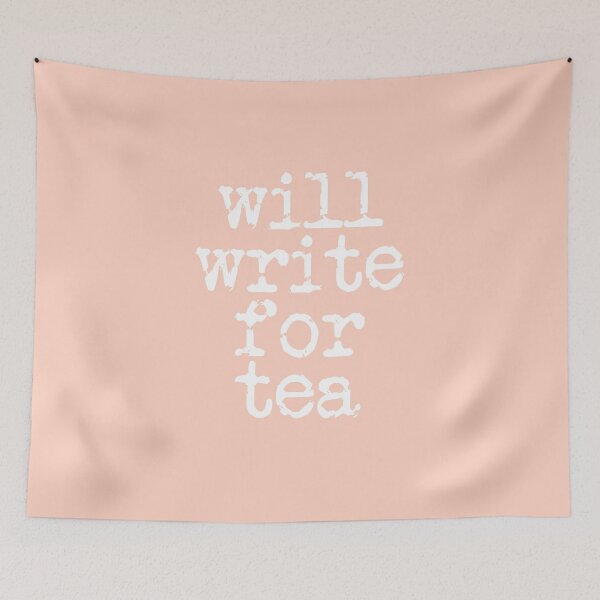 Item preview, will write for tea in white on peach blossom designed and sold by TeaRoseWriter.