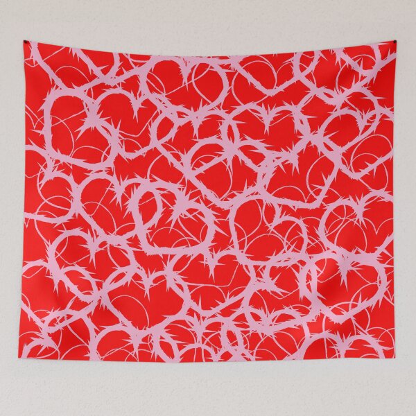 Item preview, Valentine's Love Red Pink Heart Jagged Razor Wire Abstract Pattern designed and sold by fingerbeans.