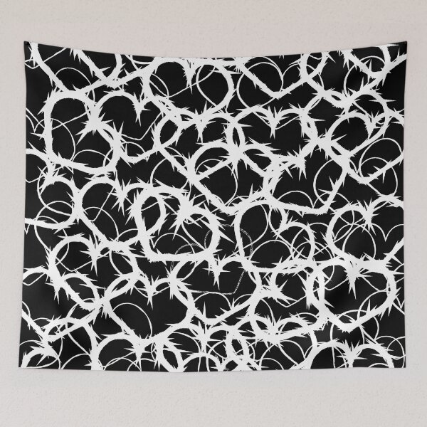 Item preview, Valentine's Love Black White Heart Jagged Razor Wire Abstract Pattern designed and sold by fingerbeans.
