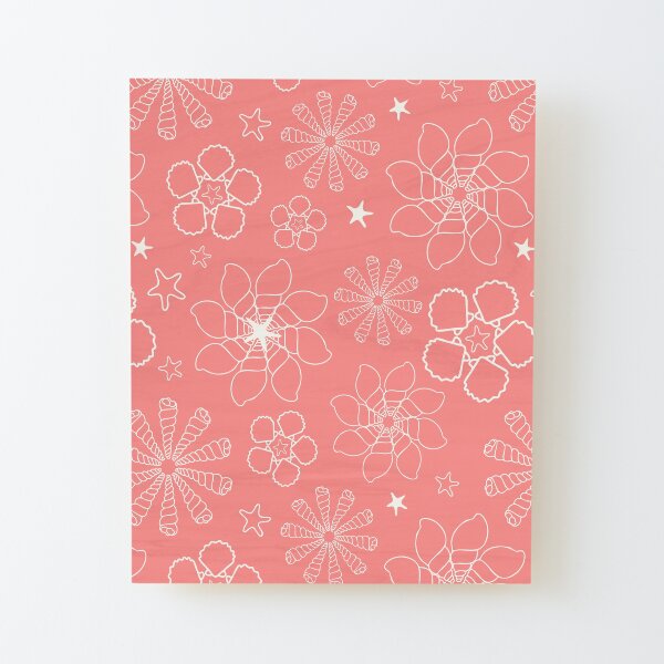 Rotated Seashells on Salmon Pink Wood Mounted Print