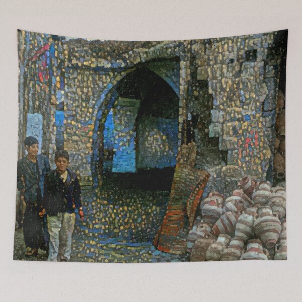 Item preview, Jars and People in Homs Souq designed and sold by Homsalgia.