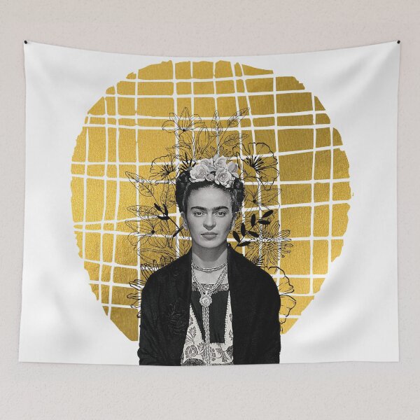 Aperçu de l'œuvre Frida Kahlo fleurs, photo noir et blanc créée et vendue par Adriana C (All about Frida).