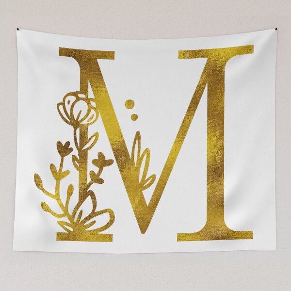 Item preview, Gold Floral Monogram M designed and sold by Amy Olsen.