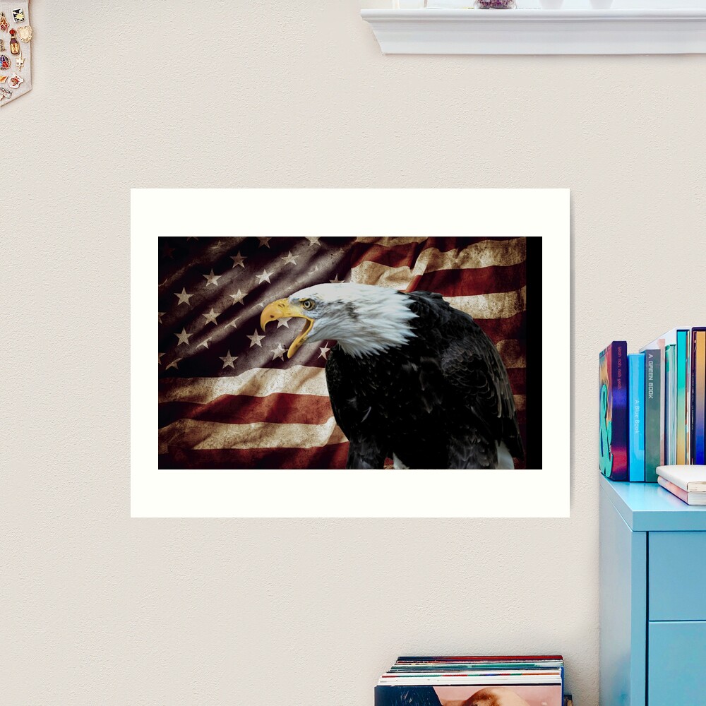 American Bald Eagle Eyes Flag Country T-Shirt