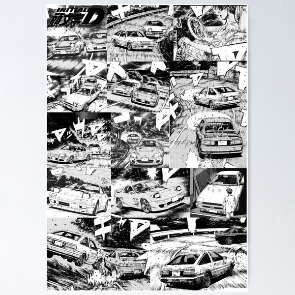 Initial D car anime Cars' Poster, picture, metal print, paint by riot speed