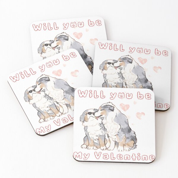 Item preview, Australian Shepherd Will you be my valentine designed and sold by Ivy Fox Illustration.