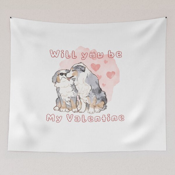 Item preview, Australian Shepherd Will you be my valentine designed and sold by Ivy Fox Illustration.