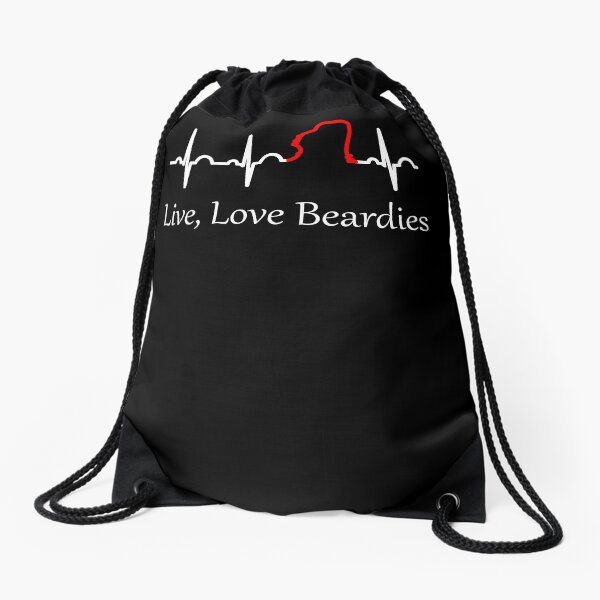 Live, Love Beardies Drawstring Bag