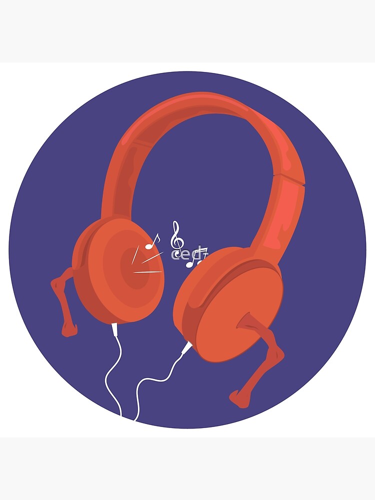 "Headphones playing music character illustration" Poster for Sale by