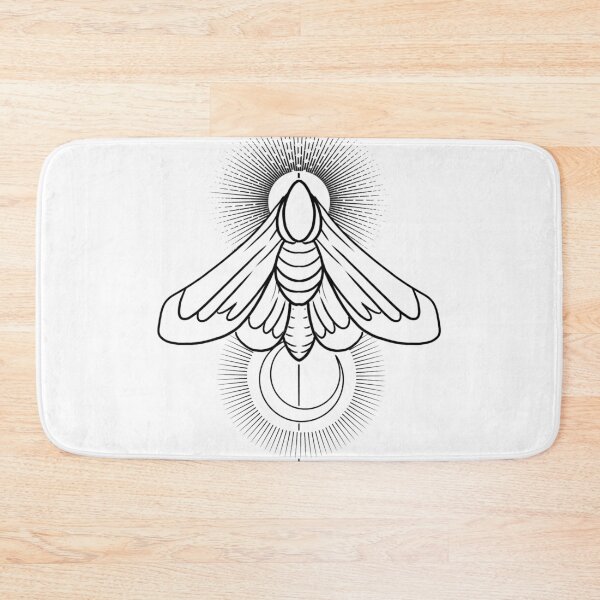 Item preview, moth sacred geometry circle and three triangles, beautiful insect, line drawing, sketch, free fly inner nature explorer designed and sold by Mariuki Flow.