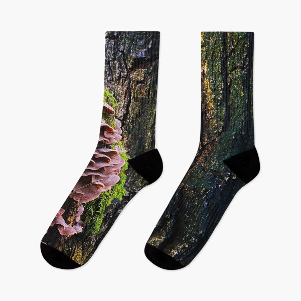 Item preview, Fungus or mushroom with moss and wooden, pure nature tree trunk designed and sold by Between Clouds.