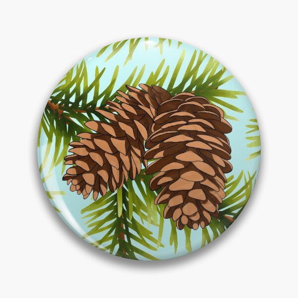 Item preview, Fir Branch with Pine Cone Pattern - Blue designed and sold by Kraina.