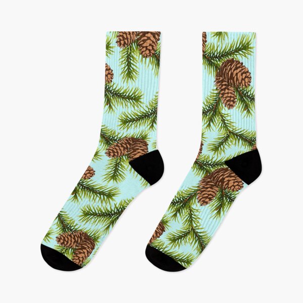 Item preview, Fir Branch with Pine Cone Pattern - Blue designed and sold by Kraina.