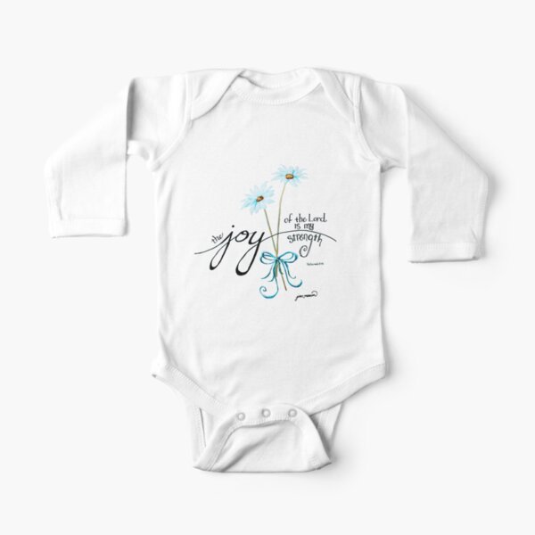 The Joy of the Lord is my Strength outline by Jan Marvin Long Sleeve Baby One-Piece
