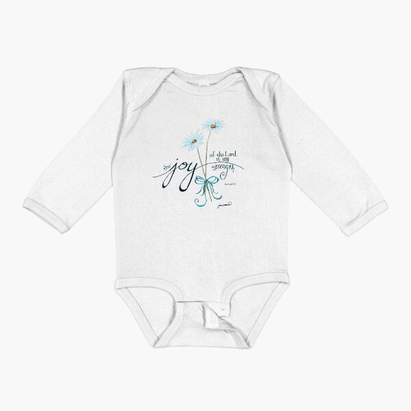 The Joy of the Lord is my Strength outline by Jan Marvin Long Sleeve Baby One-Piece