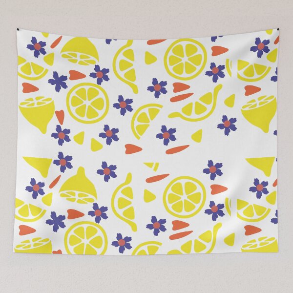Item preview, Lemon pattern with flowers designed and sold by goodprints shop.