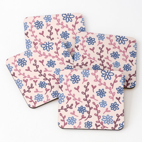 Item preview, Blue Flowers & Pink Vines designed and sold by DesignByJennyyy.