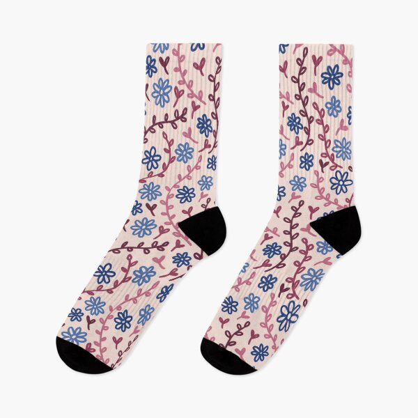 Item preview, Blue Flowers & Pink Vines designed and sold by DesignByJennyyy.