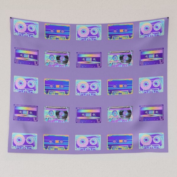 Item preview, Blue and Purple Holographic Imbued Cassette Pattern designed and sold by dinaaaaaah.