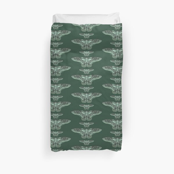 Green Moths Duvet Cover