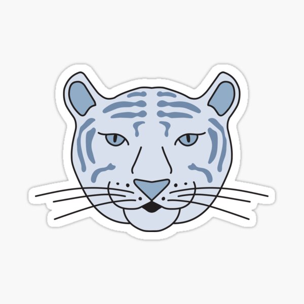 Cute Cartoon Blue Tiger Head Sticker