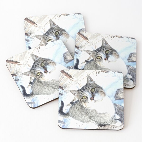 Item preview, happy farm cat in the snow designed and sold by Stephanie  Skeem.