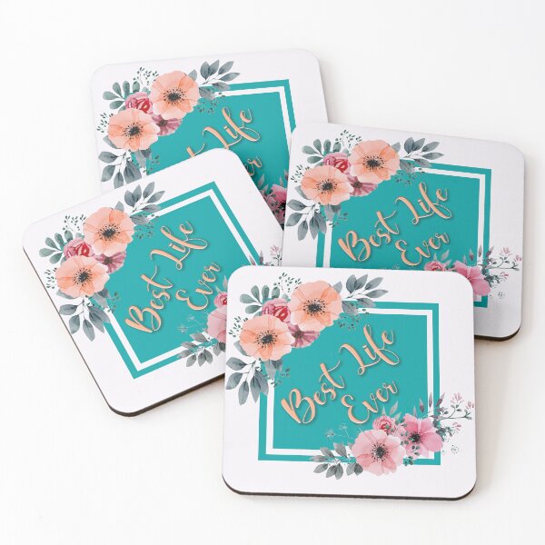 Item preview, Best Life Ever Teal & Coral Square designed and sold by SignLanguageArt.