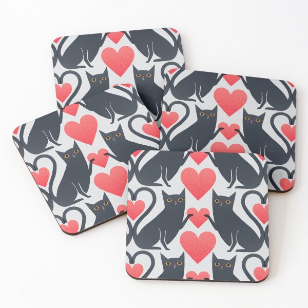 Item preview, Black Cat Valentine heart (tiled) designed and sold by Giddygoatthe3rd.