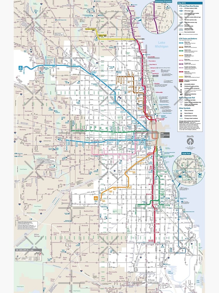 Chicago Transit Authority Map | CTA Map Premium Matte Vertical Poster ...