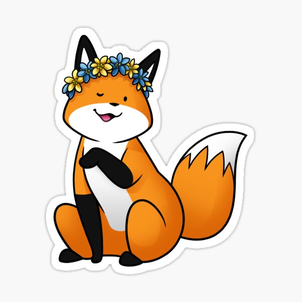 Flower Crown Fox Sticker