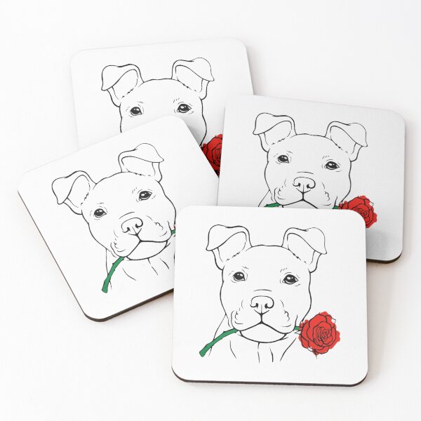 Item preview, Rescue Dog - Puppy Love - Pitbull Bully - Cute Pit Face Rose T-Shirt designed and sold by Trendy Shirt.