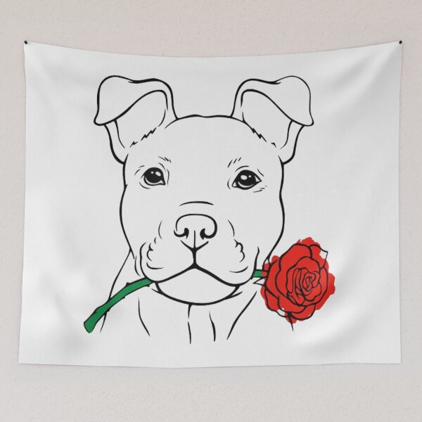Item preview, Rescue Dog - Puppy Love - Pitbull Bully - Cute Pit Face Rose T-Shirt designed and sold by Trendy Shirt.